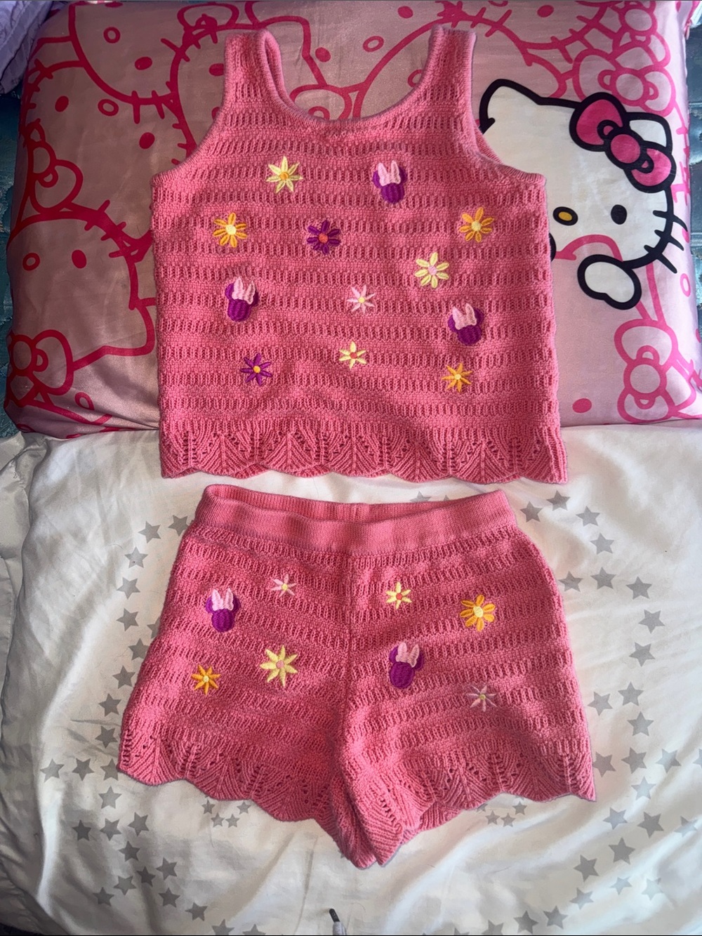 jumping beans Pink Crocheted Minnie floral outfit